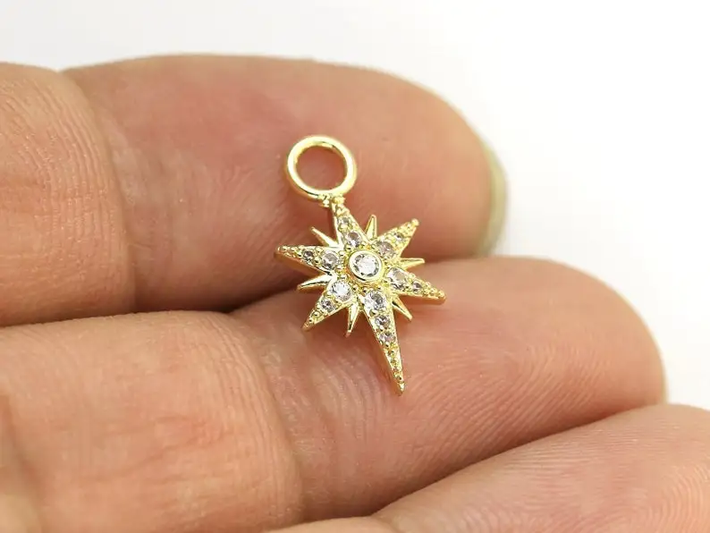 

6pcs Earring Charms For Hoops, North Star Charm, Real Gold plated, Earring Accessories, Detachable Earring Charm - G1005