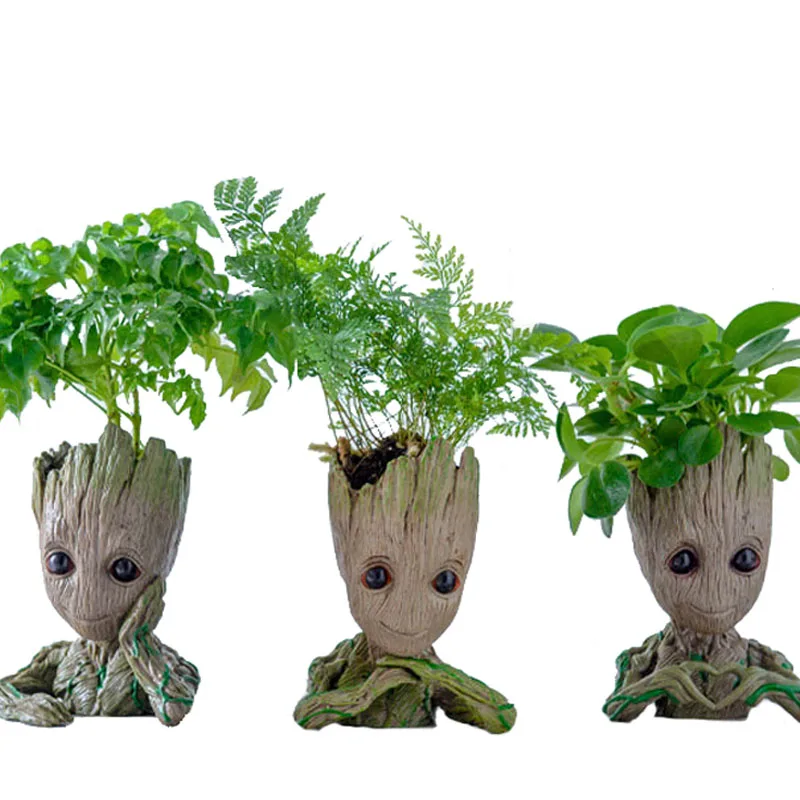 Office Desktop Decor Ornament Groot Flower Pots Home Garden Pots Planters Mini Tree Man Figurine Car Pendant Kids Gifts