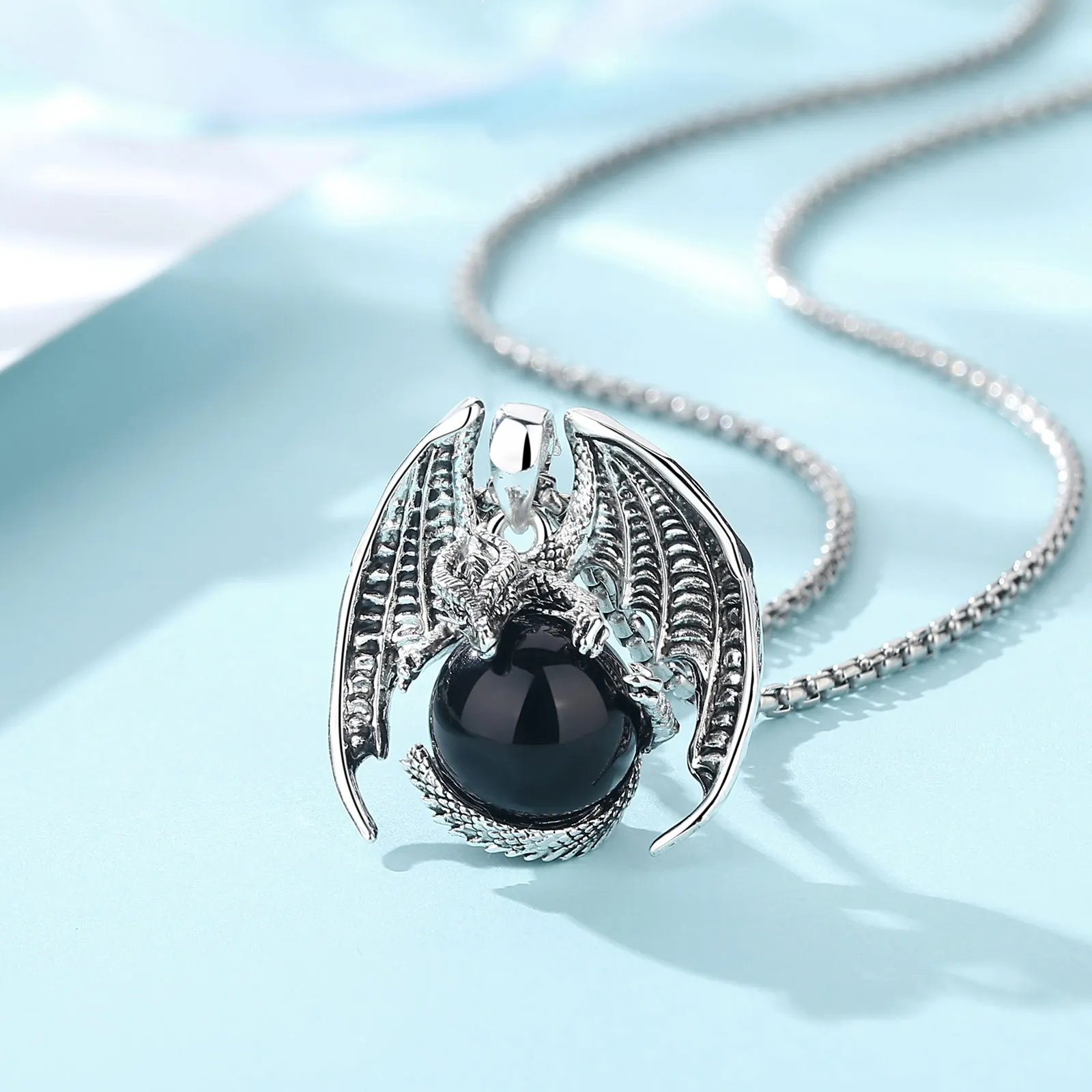 Ожерелье Eudora Gragon шар из обсидиана винтажное панк энергетическое