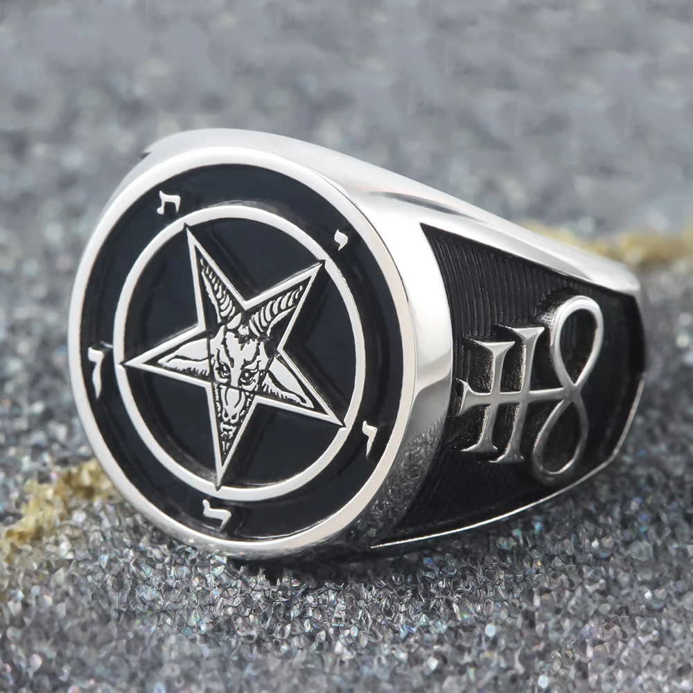 Церковь Сатаны, Sigil Baphomet, Lucifer, сатановая печатка, значок, языческое серебряное кольцо (art.: 3920bf79bd861) - 3920bf79bd861