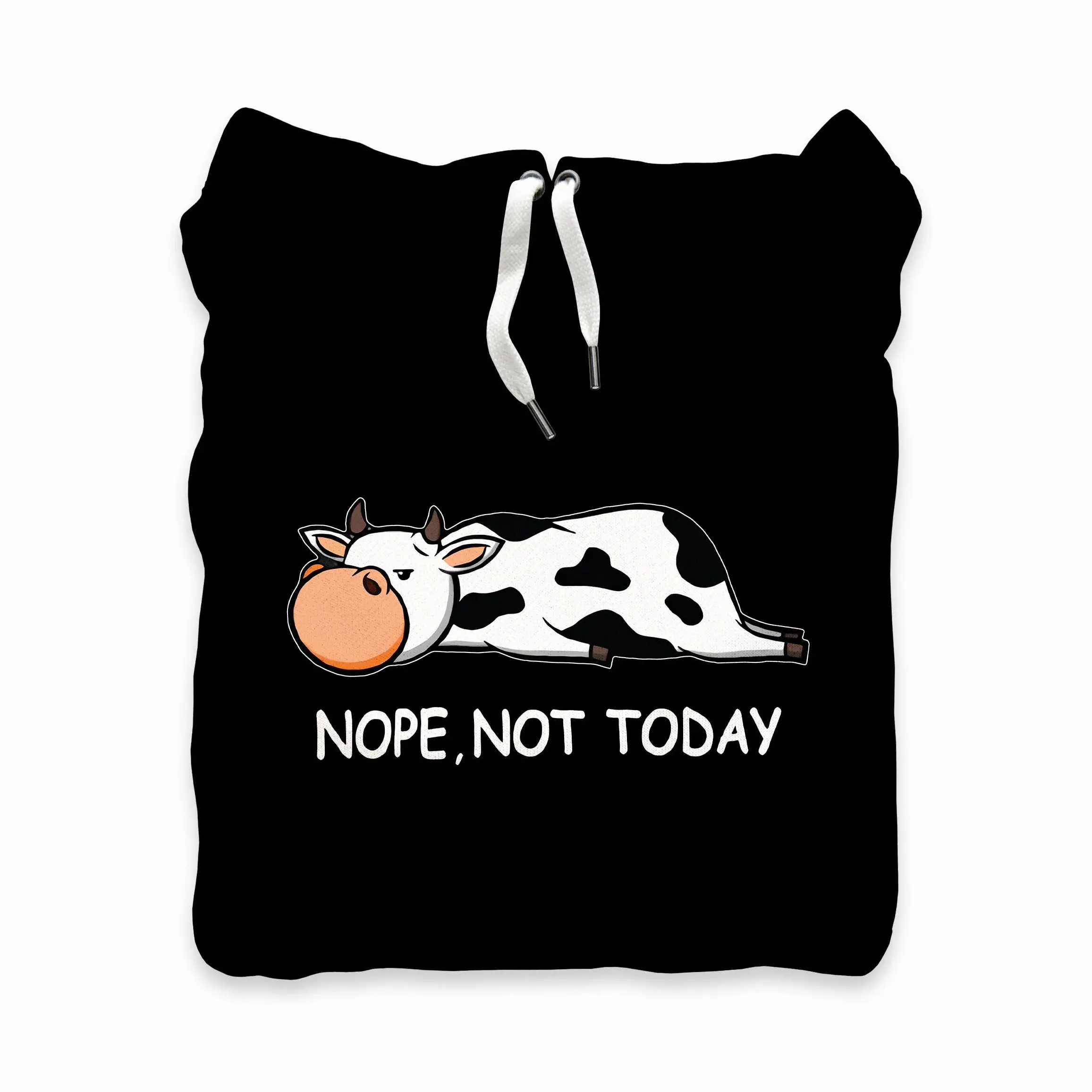

Unisex Funny Cartoon Cow Print Pullover NOPE,NOT TODAY Letters Print Long Sleeve Autumn Tops Y2K Goth Punk Loose Sweatshirts