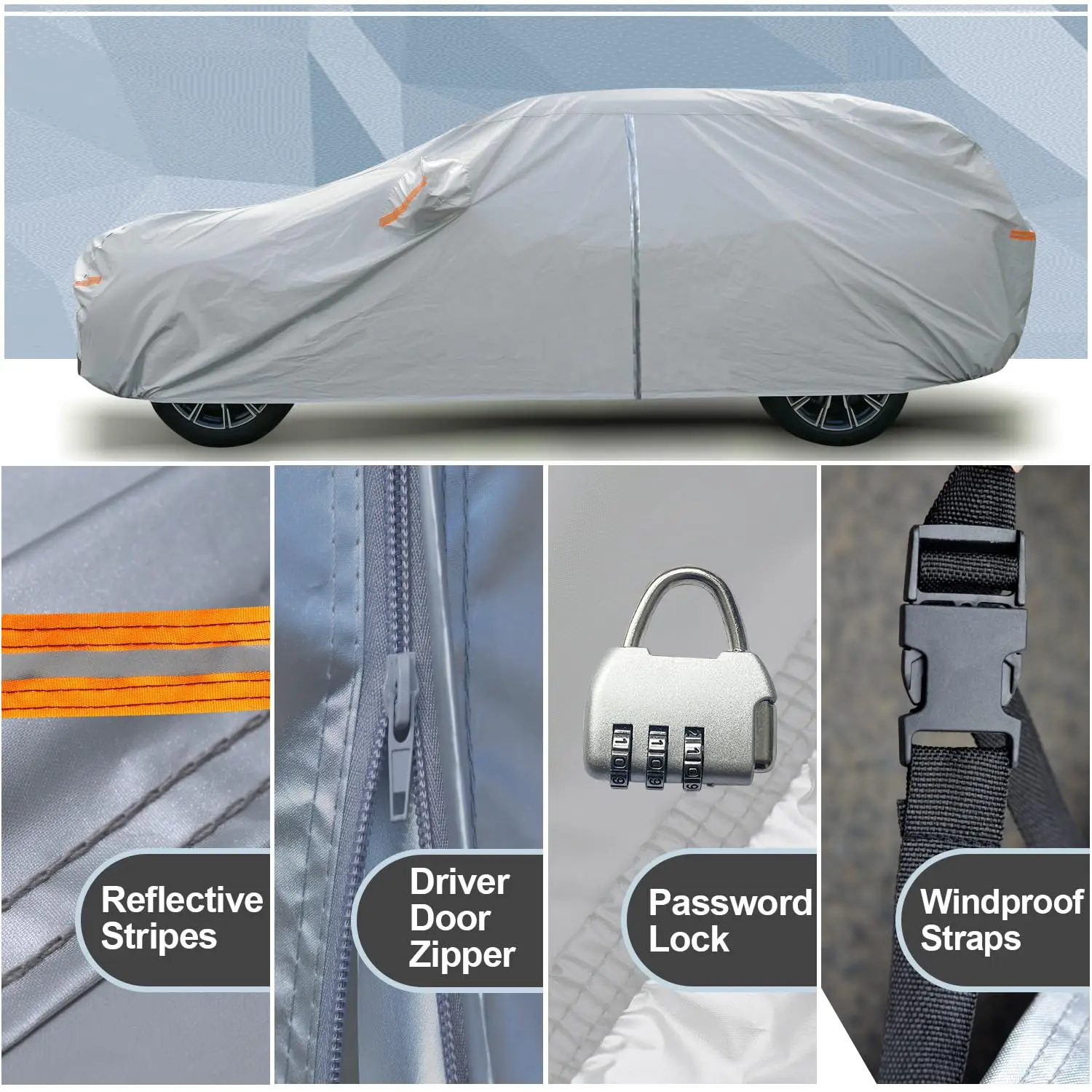 Фото Чехол для автомобиля Kayme Silver Matte, водонепроницаемый, пылезащитный, устойчивый к УФ-излучению, с замком, высококачественный универсальный чехол для авто, подходит для Tesla №3