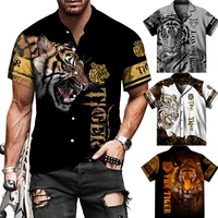 cool animal 3d tiger printed button shirt fashion short sleeved hip hop streetwear cool tops oversized blouses camisa