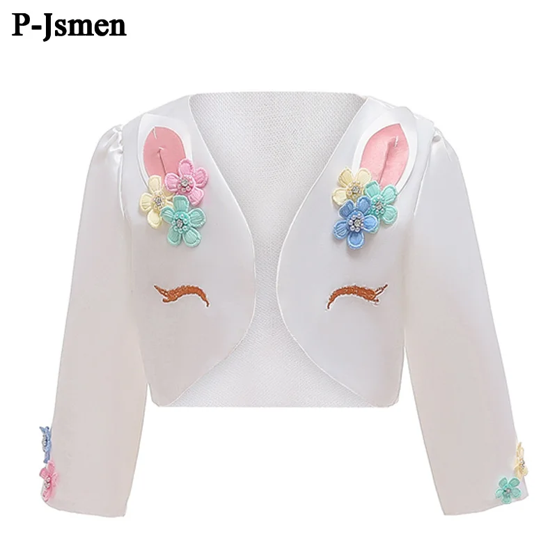

P-Jsmen Girls Unicorn Long Sleeved Jacket Women Clothes Kids Cotton Shawl Costumes for Children Outerwear Coat