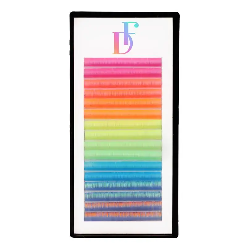 

Популярные неоновые УФ цветные ресницы для наращивания 0,07 мм 16 рядов C/D завитые самостоятельные накладные ресницы Натуральный Мягкий Цвет ...