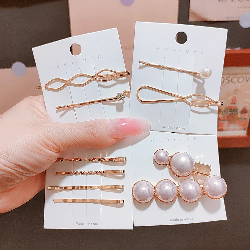 

1/2/4 Pcs/Set Fashion Pearl Hairpins for Women Girl Sweet Simple Hair Clips Hairgrip Alloy Handmade Barrettes Hair Accessories