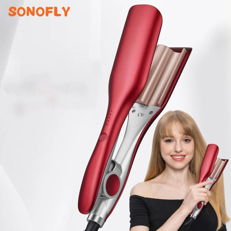 SONOFLY Professional Ceramic Hair Curler Corn Perm Splint Flat Iron 130-210℃ Anti-scald Electric Waver Styling Tools RZ-004