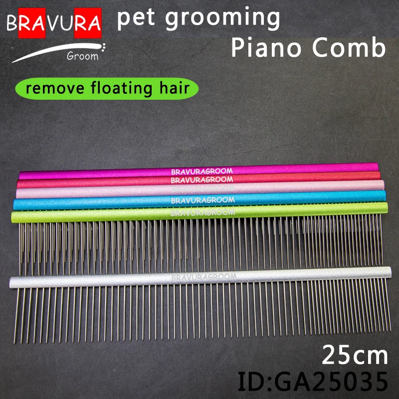 

BAVURA Pet Grooming Piano Comb Poodle Pull Hair Open Knot Comb Competition Competitive Dog Pick Hair Style Inline Comb