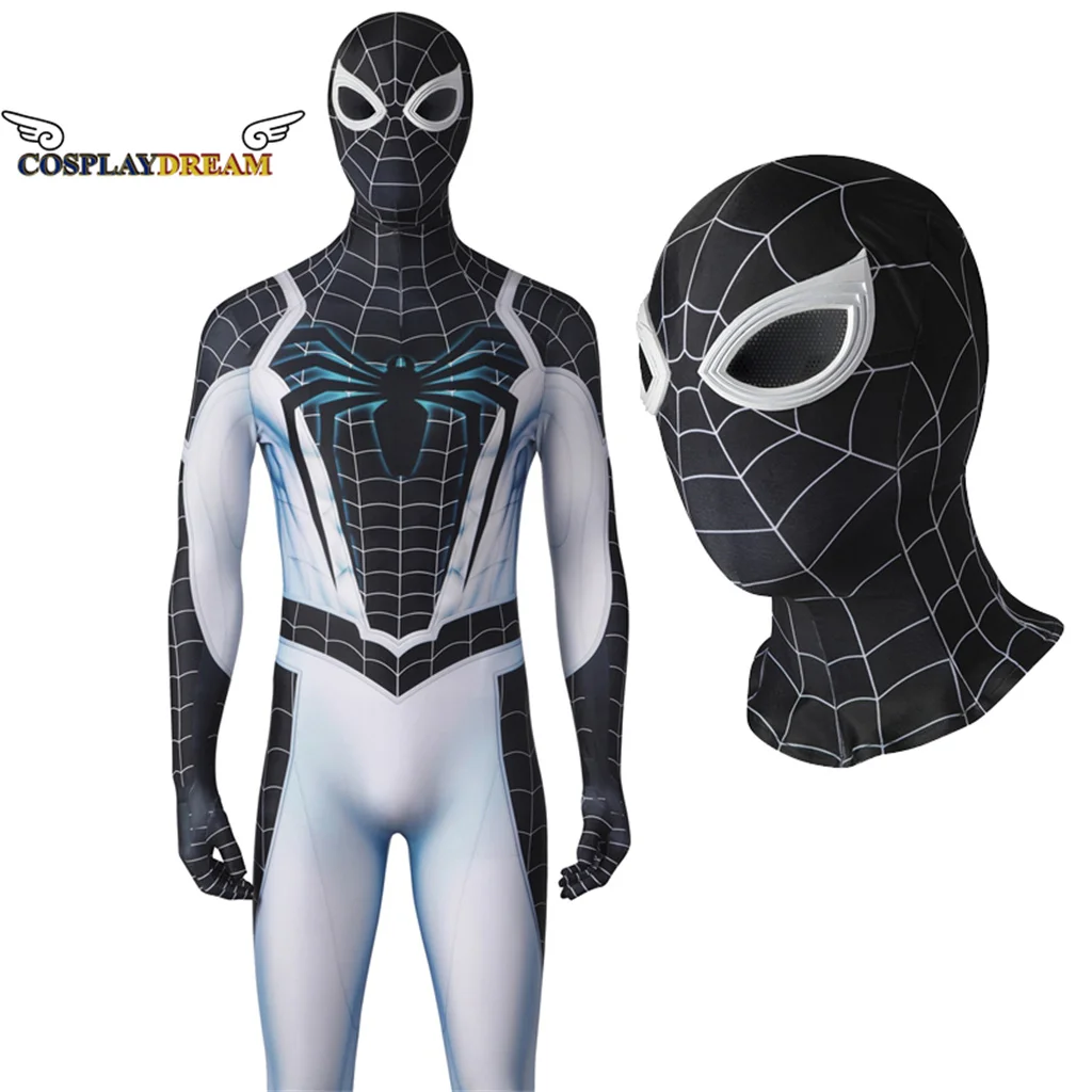 

PS5 Superhero Cosplay Spider Costume Negative Suit 3D Printing Jumpsuit Zentai with Mask Adult Men Halloween Carnival Bodysuit