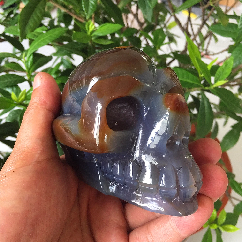 

Agate Cranium Natural Stone Crystals Live Carving Skulls Wicca Wichcraft Reiki Raw Gems Minerals Ornaments Home Decoration Gifts