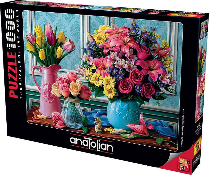 

Головоломка Anatolian из 1000 деталей, Красочные букеты, высококачественное украшение, развивающая игрушка для взрослых и детей, 66x48 см