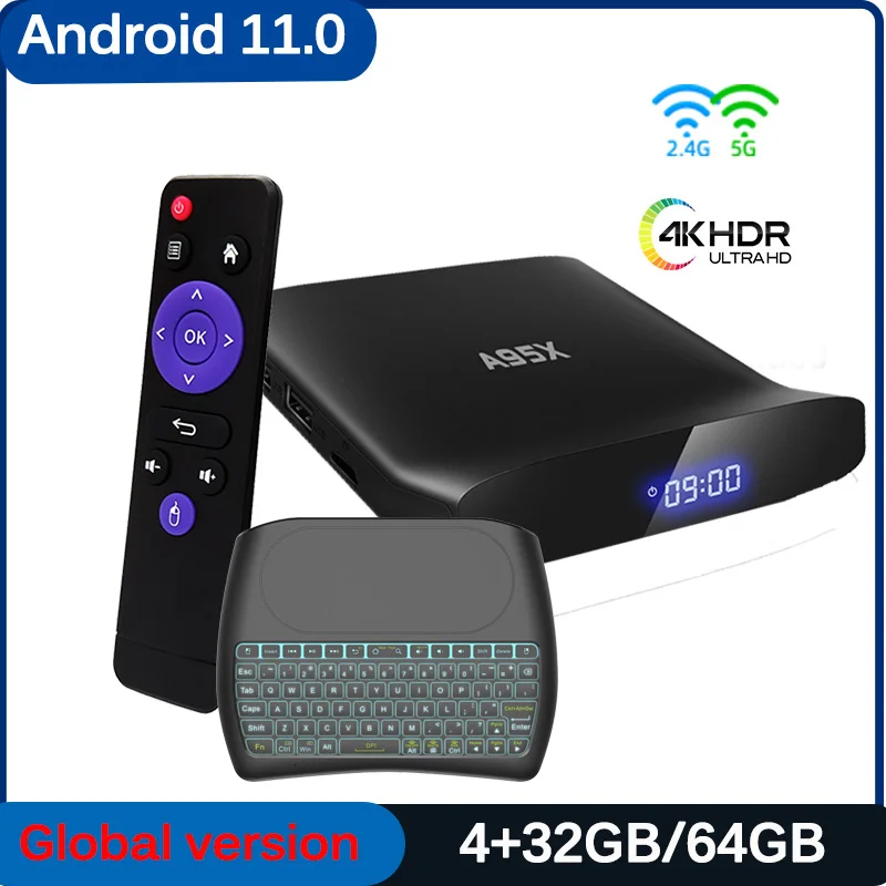 Dispositivo de TV inteligente, decodificador con Android 2022, 4K, 2GB, 4GB, 32GB, 64GB, reproductor multimedia, receptor 11,0G/5G, WiFi, + BT5.0 HDR10, nuevo de 2,4