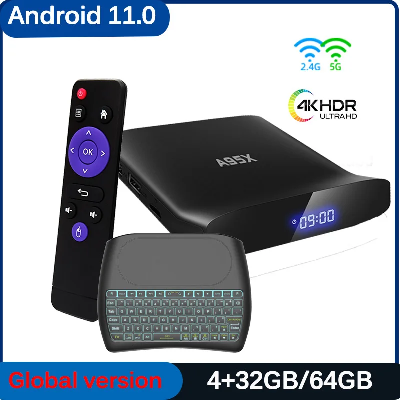 A95XW2 Android 11.0 TV Box 4K 4GB 32GB 64GB Smart Media Player Receiver 2.4G/5G WiFi HDR10+ BT5.0 - Цена: 2734.03
