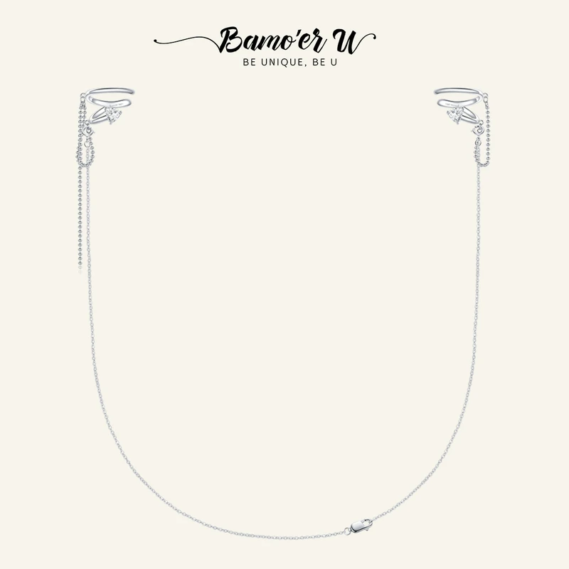 Женские длинные серьги-каффы из серебра 100% пробы