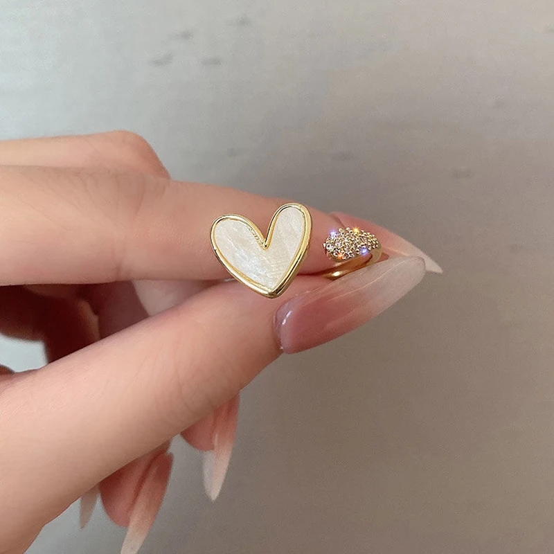 

Japan Korea Zircon Heart Rings For Women Trendy Minimalist Open CZ Rings Aestethic Stars Rose Flower Charming Jewelry Party Gift