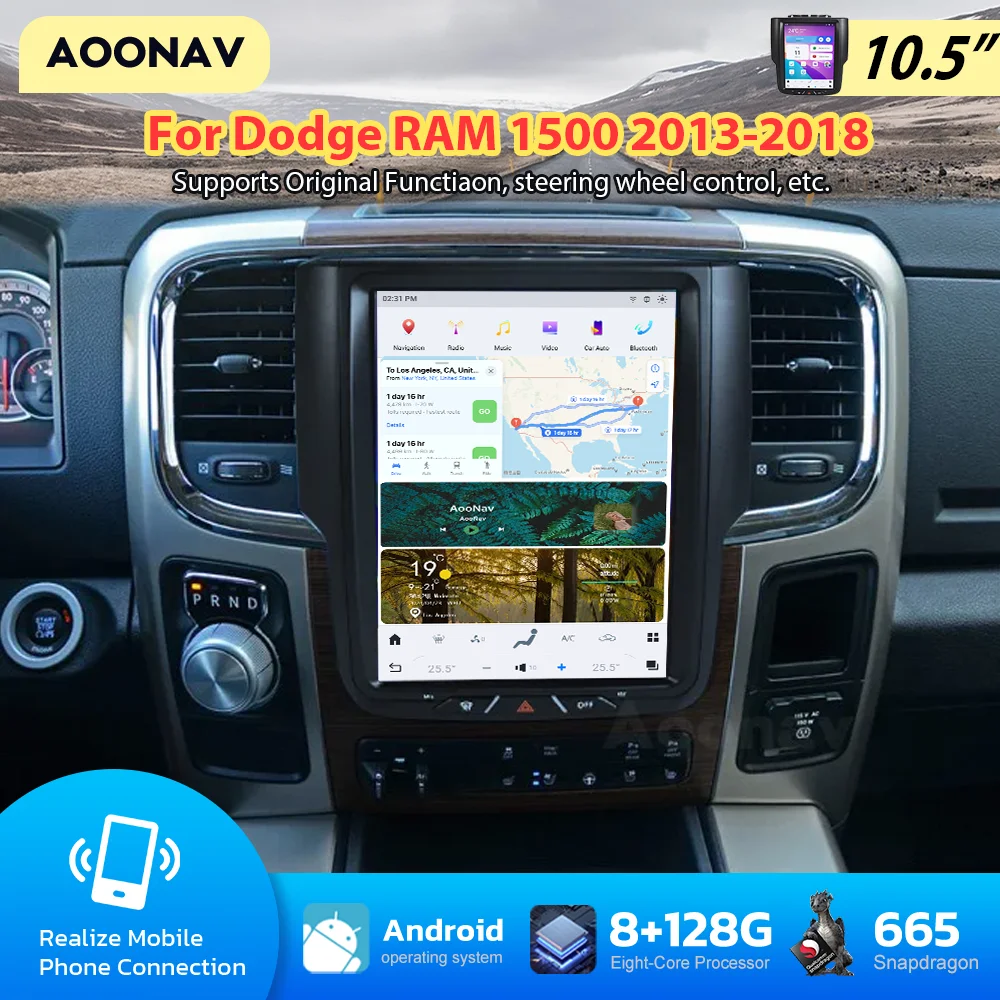 10 5-дюймовый автомобильный радиоприемник Android для Dodge RAM 1500 2013-2018 сенсорный