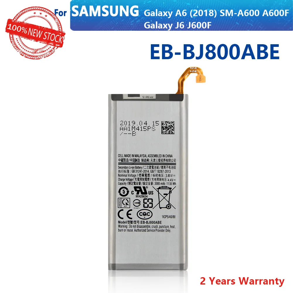 

Original Replacement Battery EB-BJ800ABE For Samsung Galaxy A6 (2018) SM-A600 A600F For Galaxy J6 J600F Phone Batteria 3000mAh