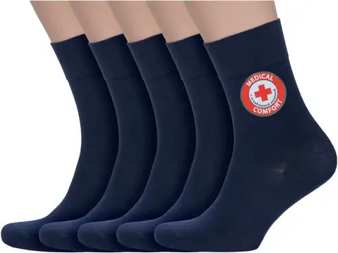 Комплект из 5 пар мужских медицинских носков RuSocks (Орудьевский трикотаж) темно-синие