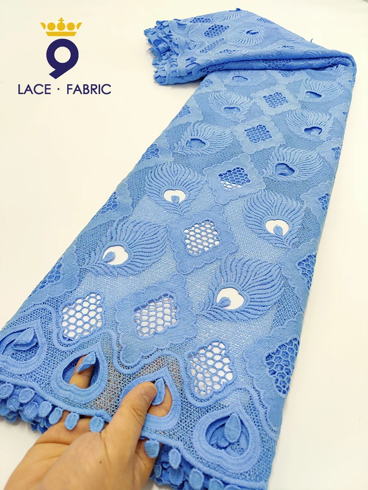 

2.5 Or 5 Yards Flower Pattern African Ankara Dry Lace Material For Daily Dresses Wedding 100% Cotton Cord Lace Fabric