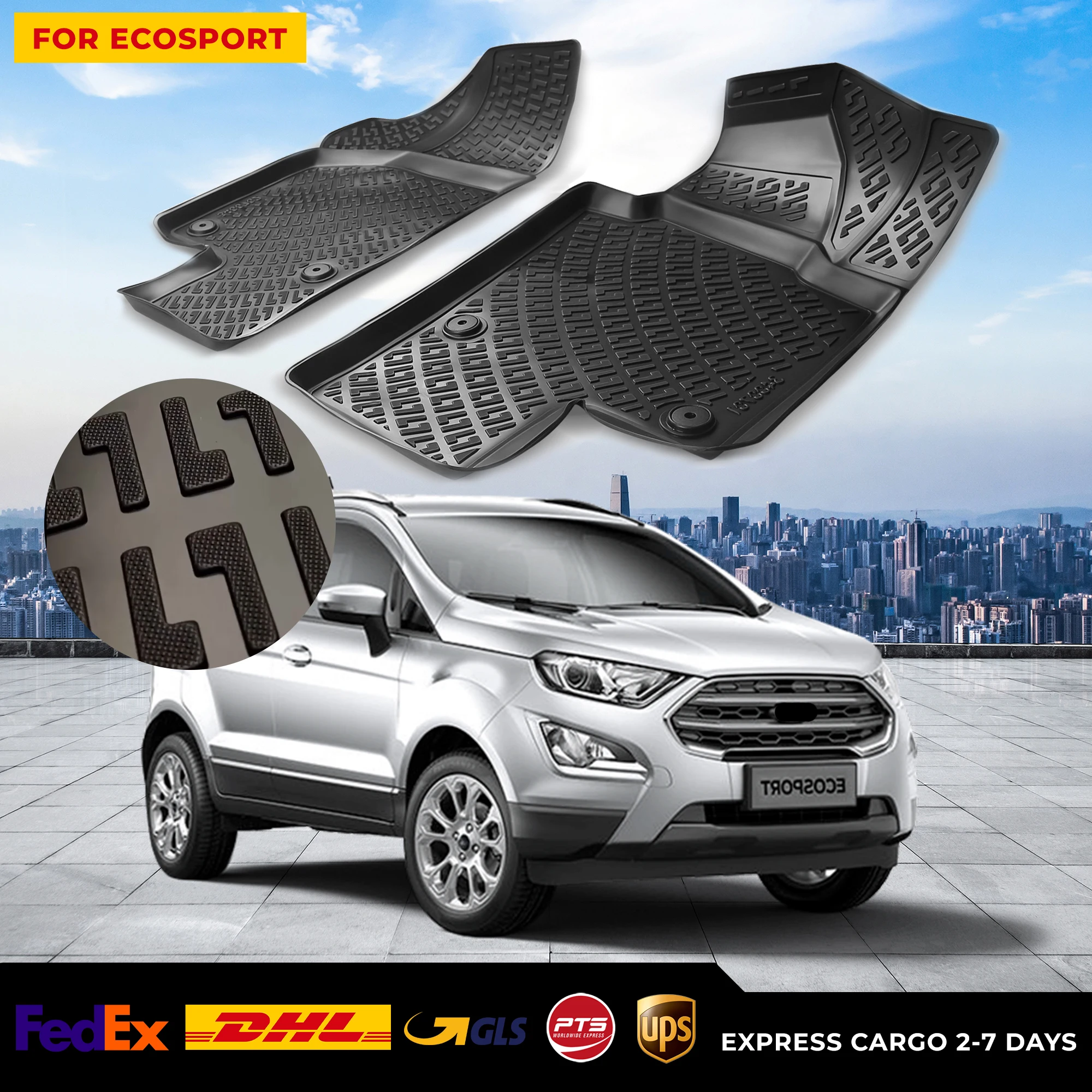 

3D автомобильный напольный коврик для Ford Ecosport, водонепроницаемый специальный коврик для ног, аксессуары, коврики, Нескользящие