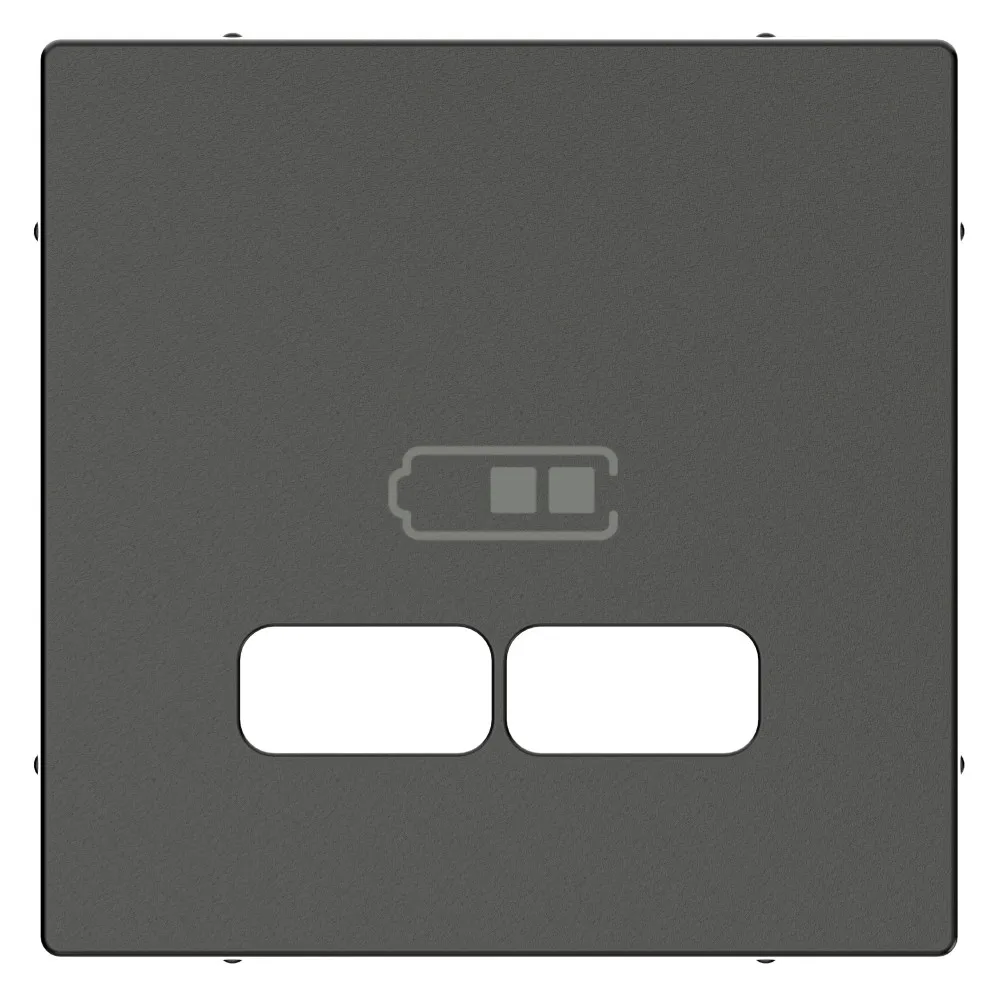 Merten SM Антрацит Накладка центральная для USB Механизма 2 1А MTN4367-0414