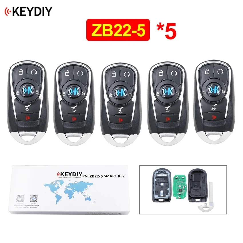

5Pcs/Lot KEYDIY ZB22-5 Smart Key Universal KD Car Key Remote Replacement for KD-X2 Fit for More than 2000 Models