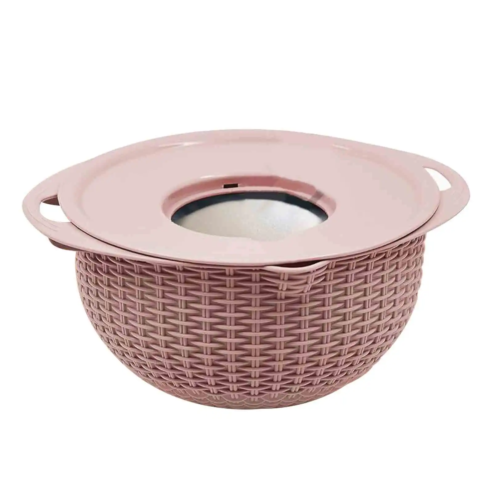 Вращающаяся двухслойная корзина для мытья овощей в скандинавском розовом стиле