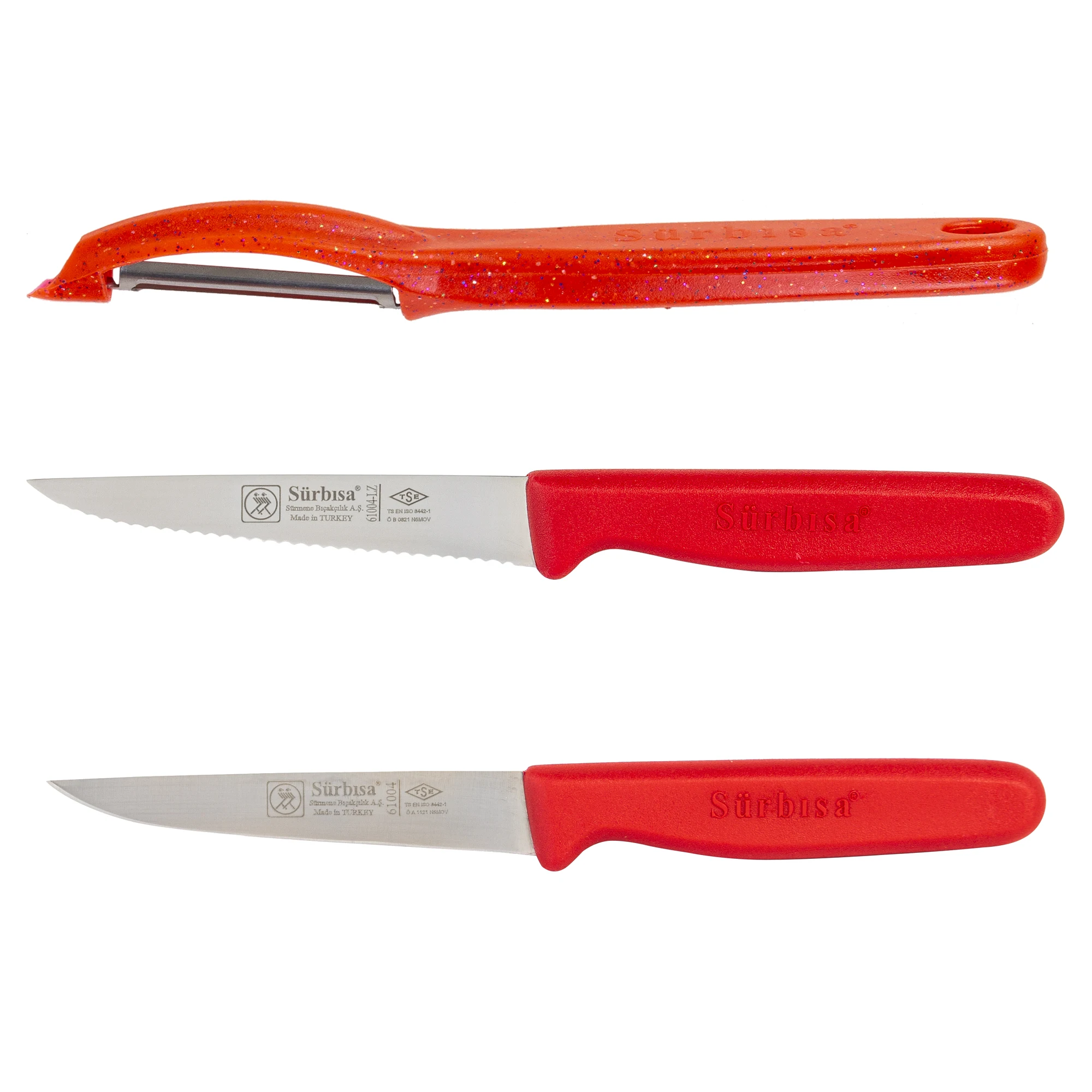 

Set of Fruit and Vegetable Slicing Knives Made of Stainless Steel.