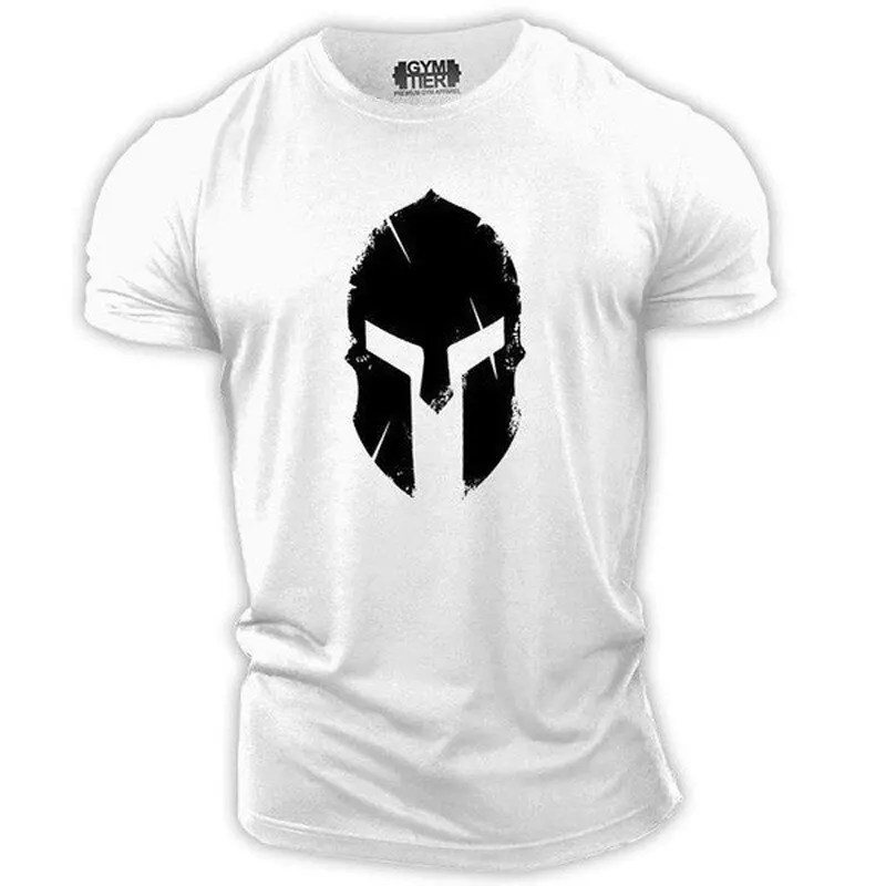 New men's summer street t-shirt 3D printing Spartan print round neck retro loose shirt free of freight
