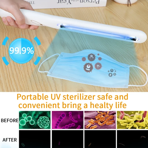 

UV Light Sanitizer Wand, Portable UVC Light Disinfector Lamp Chargable Disinfects Phones Toys Wardrobe and Baby Items for Home