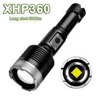 super power xhp360 led flashlight aluminum alloy tactical torch telescopic zoom adventure camping lights support power output