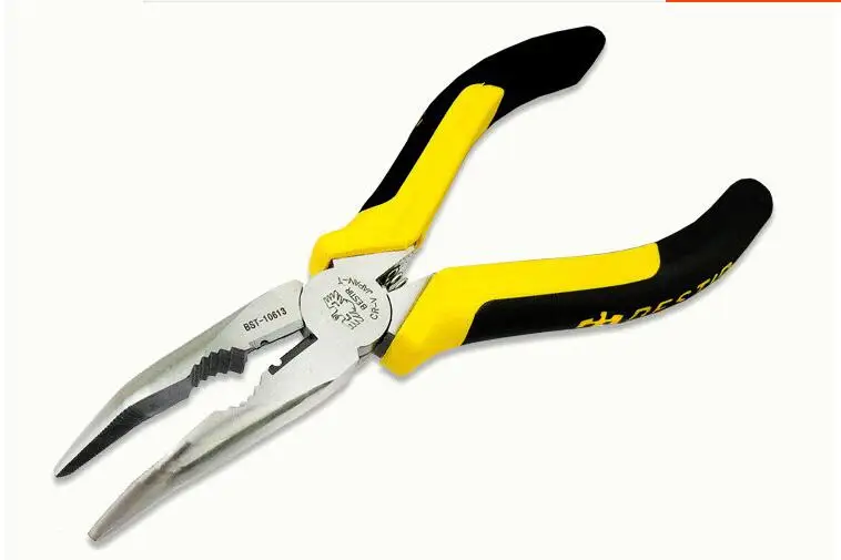 

Environmental protection handle curved nose pliers Wire nippers Electrician clamping pliers Chrome vanadium steel 6" Hardening