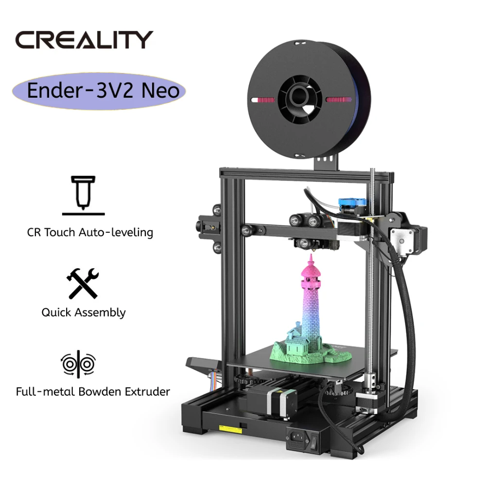 

3D-принтер Creality Ender-3 V2 Neo, 32-битная Бесшумная материнская плата CR-Touch, автоматическое выравнивание, полностью Металлическая экструзия, возобно...