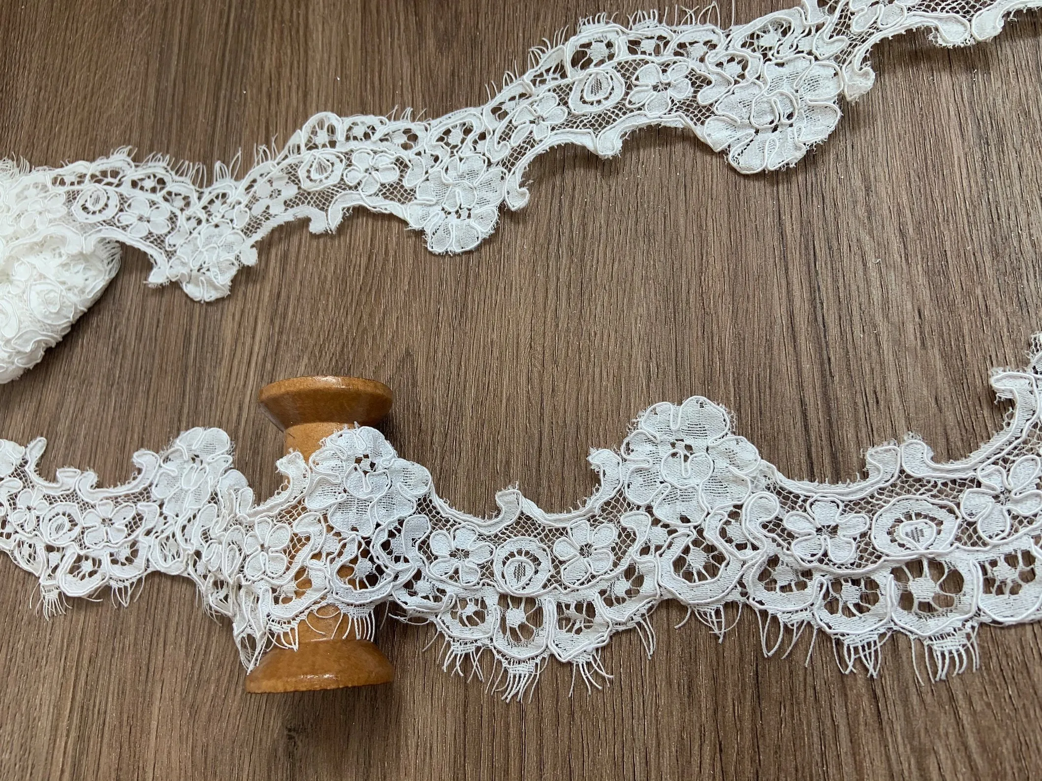 

3 yards Off White Cord Lace Trim Alencon Lace Trim for Bridal Veil Bridal Dress