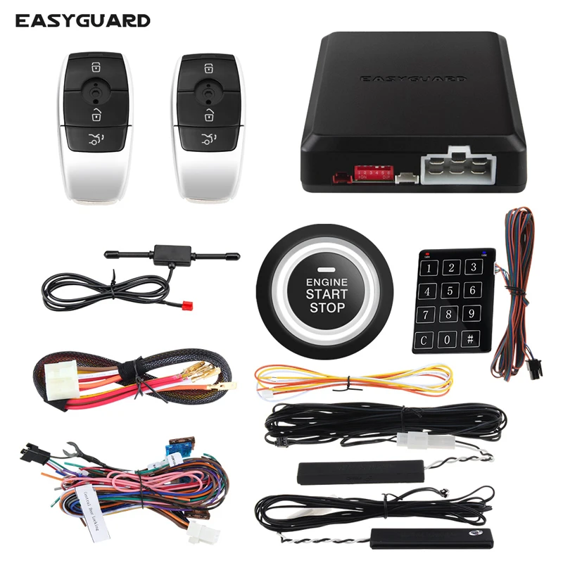 

EASYGUARD PKE Автомобильная сигнализация Пассивный бесключевой вход Дистанционный старт стоп и кнопка пуска 12 В новый стиль умный ключ сигнализа...