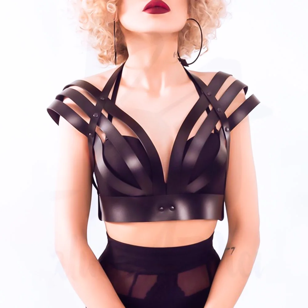 New Sexy Full Body Harness Belt Bondage Lingerie Women Punk Adjustable Leather Cage Bra Chest Straps Suspenders Slim Skirt Belt