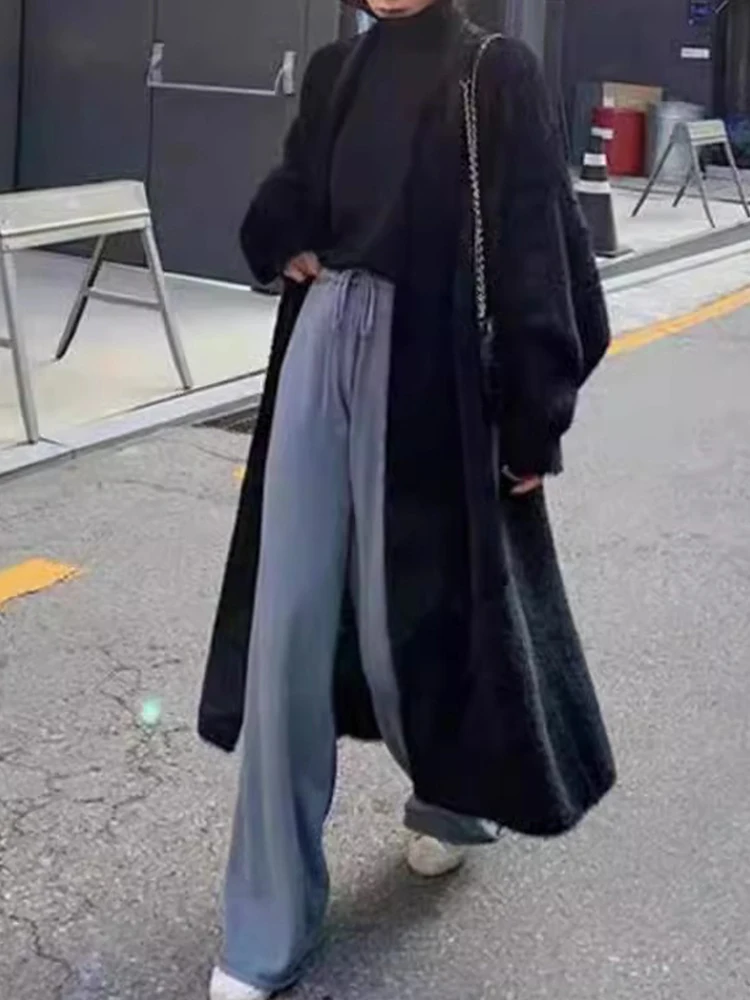 Зимний мягкий теплый Женский вязаный Пушистый кардиган с длинным рукавом