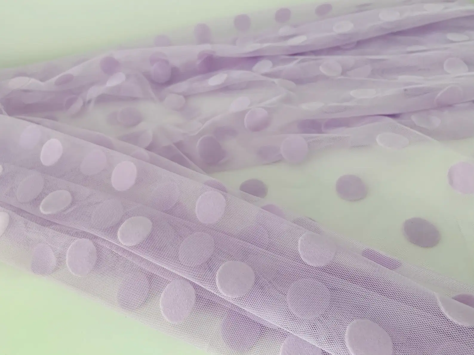 

2 yards Light Purple Tulle Fabric With Big Polka Dots Net Tulle For Lining Bridal Veils Baby Clothes