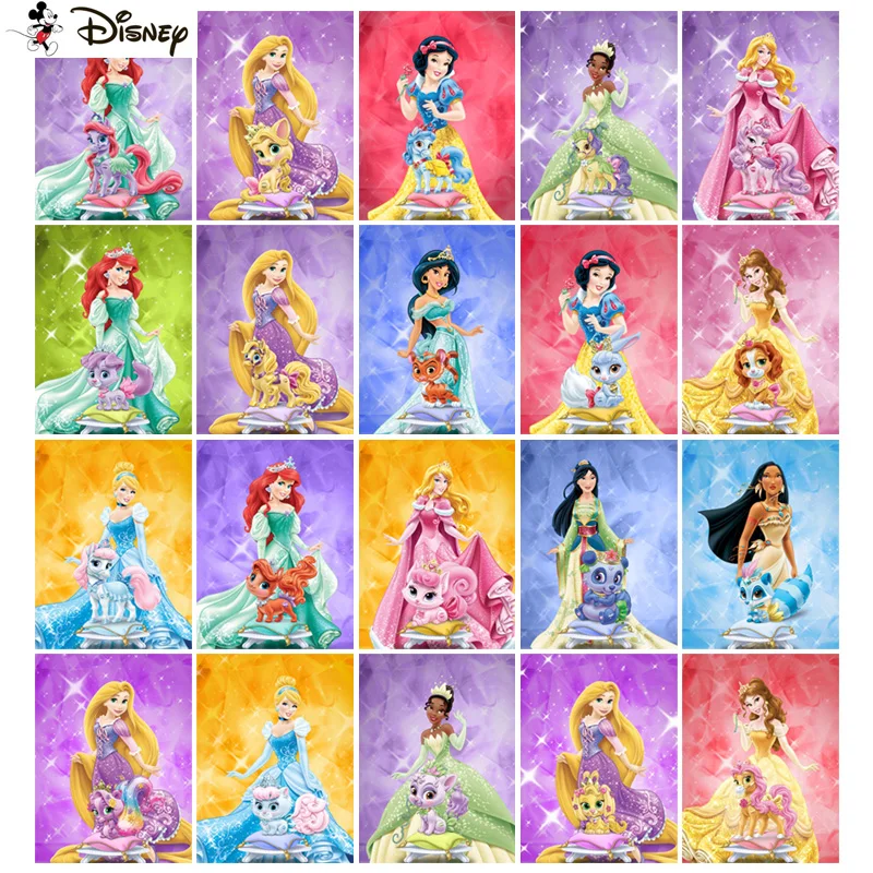 

Алмазная живопись Disney «мультяшная принцесса», полное квадратное/Круглое украшение для стен, инкрустированная смолой, вышивка, ручная вышив...