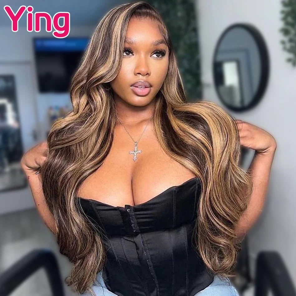 Highlights Brown Body Wave 13X6 Lace Front Wigs 180% Transparent 13X4 Lace Frontal Wigs Color 2/30 Human Hair Wigs for Women