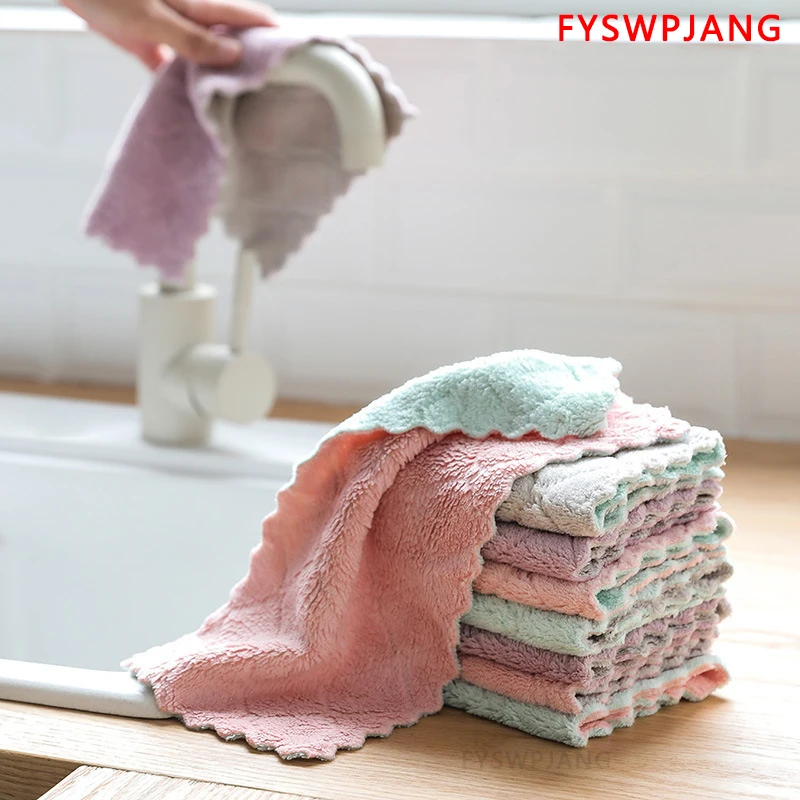 

Microfiber Towels Absorbent Kitchen Cleaning Cloth Non-stick Oil Dish Towel Dishcloth Tableware Household Cleaning Towel 1pcs