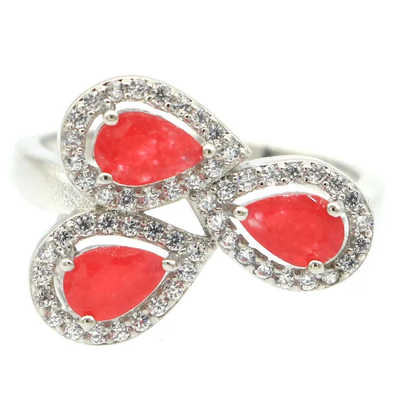 

18x14mm Gorgeous 3.6g Real Red Ruby White CZ Women 925 Silver Ring Daily Wear