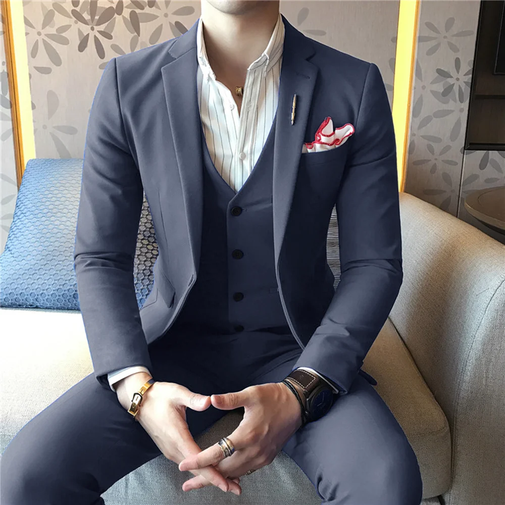 Классический облегающий мужской костюм из 3 предметов белый официальный смокинг