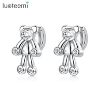 luoteemi brand gold cute bear stud earrings for women new korean kawaii animal design hoop earrings for girl child little gifts