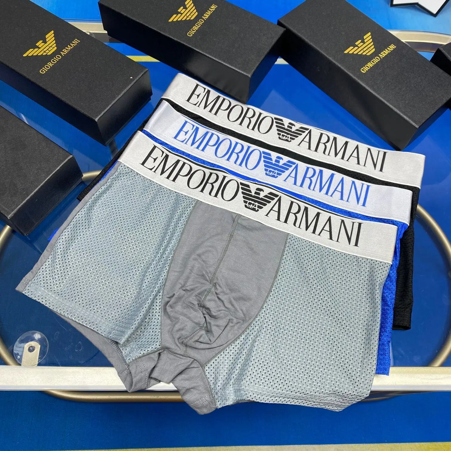 Женское белье Emporio Armani с выпуклыми карманными хлопковыми шортами мужские 3