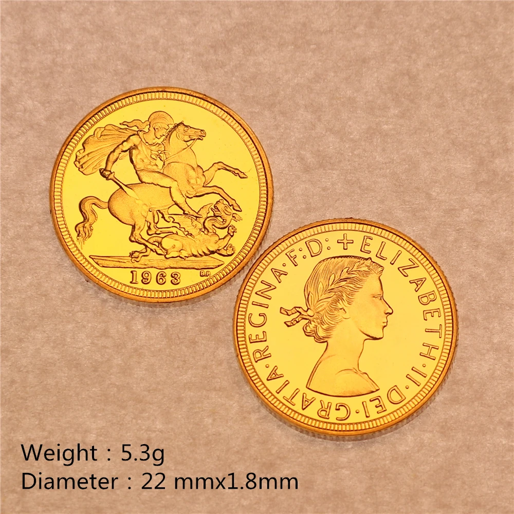 

1963 Sovereign britanico George y Reino Unido Isabel II moneda Soberano Gold Coin
