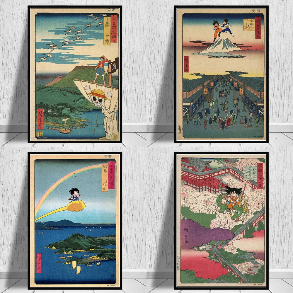 

Vintage Poster Japanese Anime One Piece Dragon Ball Poster Print Canvas Painting Picture For Room Home Decor Cuadros No Frame