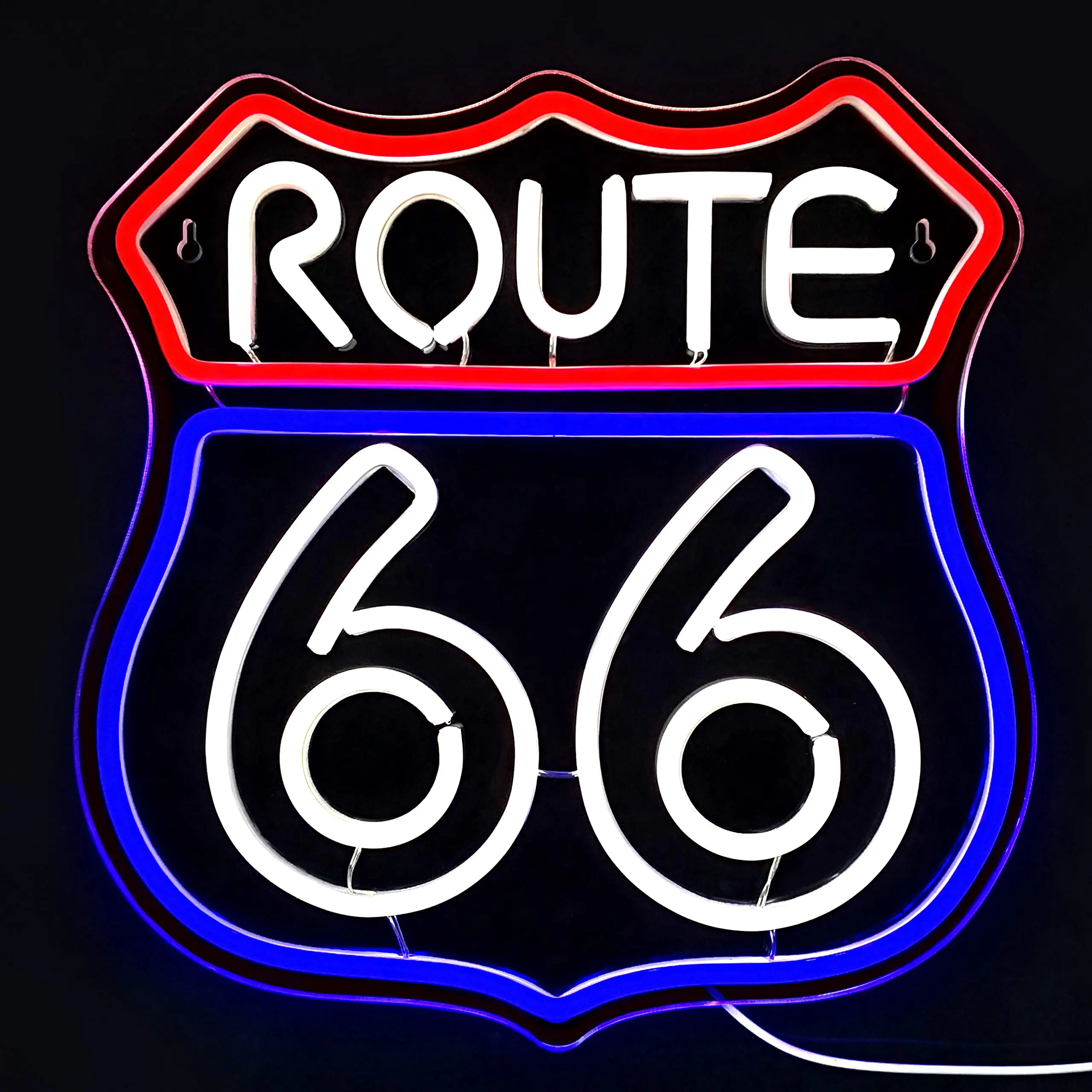 

Route 66 Neon Sign Historic US Highway Acrylic Custom LED Sign for Bedroom Wall Decor Blue Neon Light Game Room Wall Sign