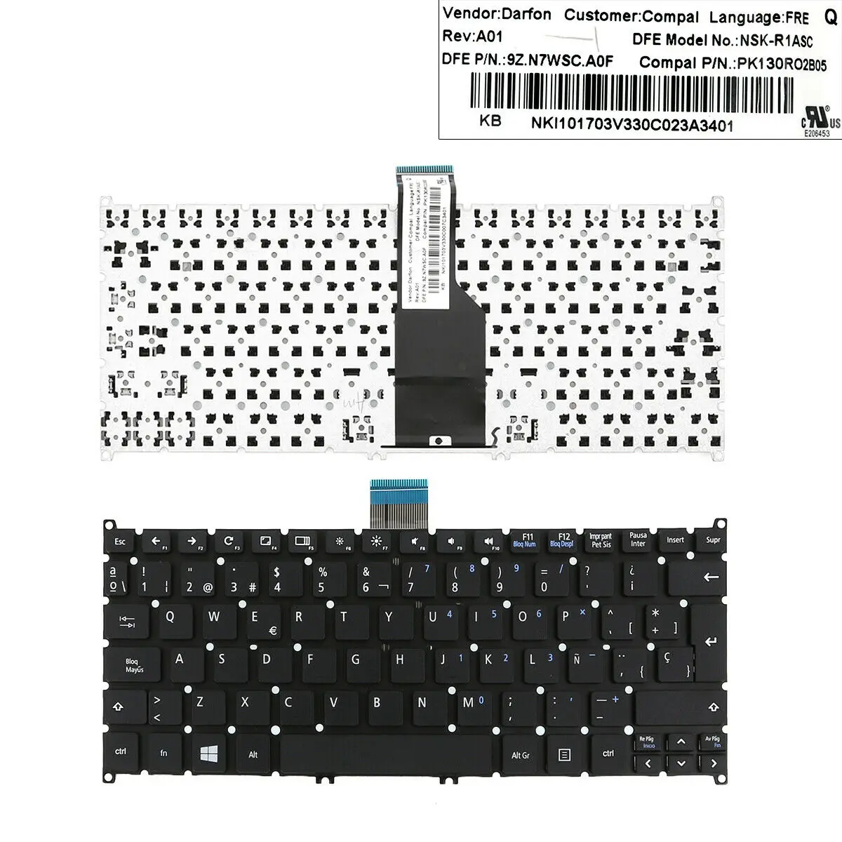 

NEW Spanish SP Laptop Keyboard For Acer Aspire S3 S3-331 S3-391 S3-951 S3-371 S5 S5-391 S5-951 MS2346 MS2377 Q1VZC