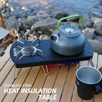 outdoor portable multi function small table for gas stove heat insulation mini camping folding table stove accessories